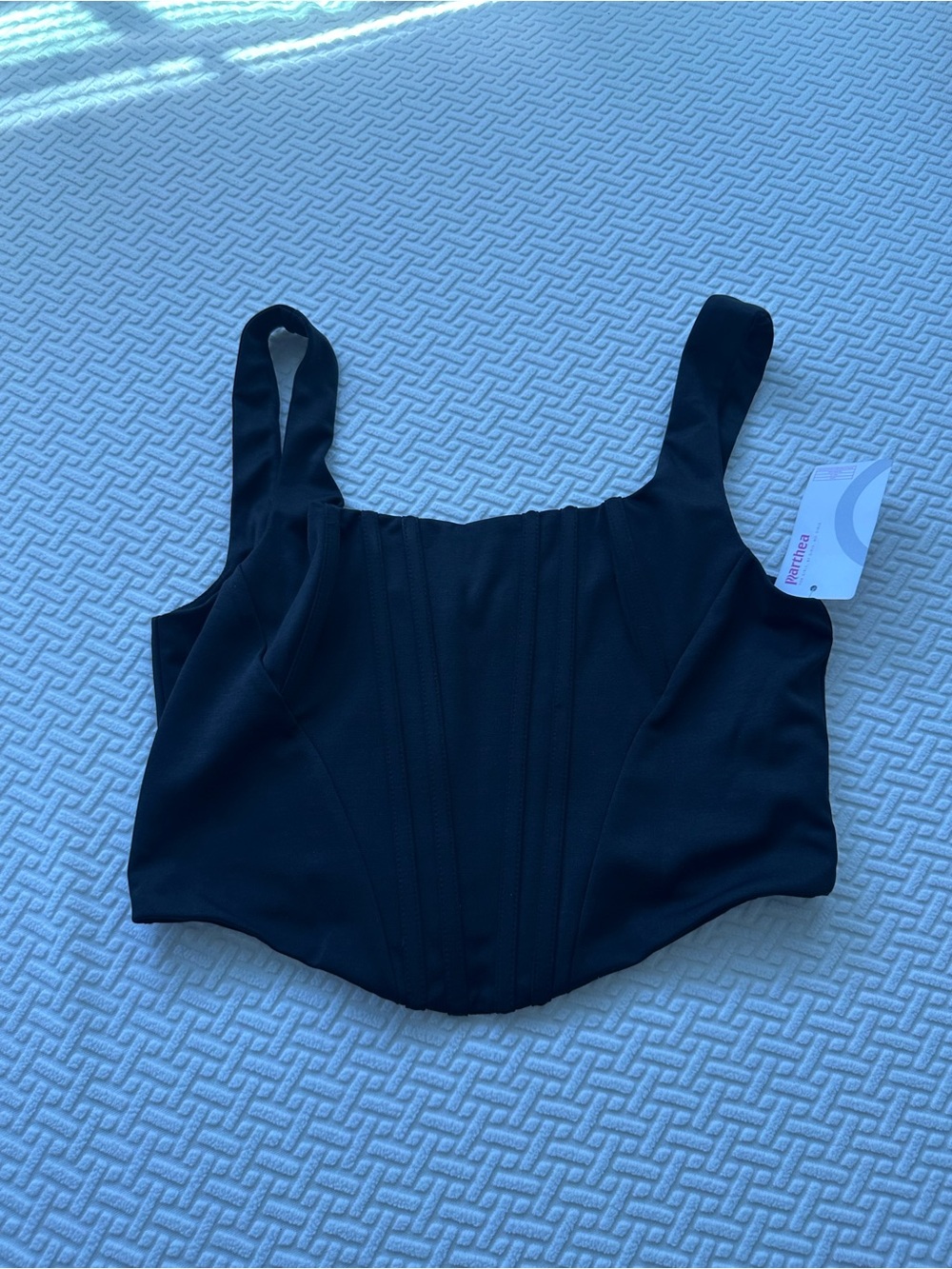 Black corset Square-Neck Crop Top